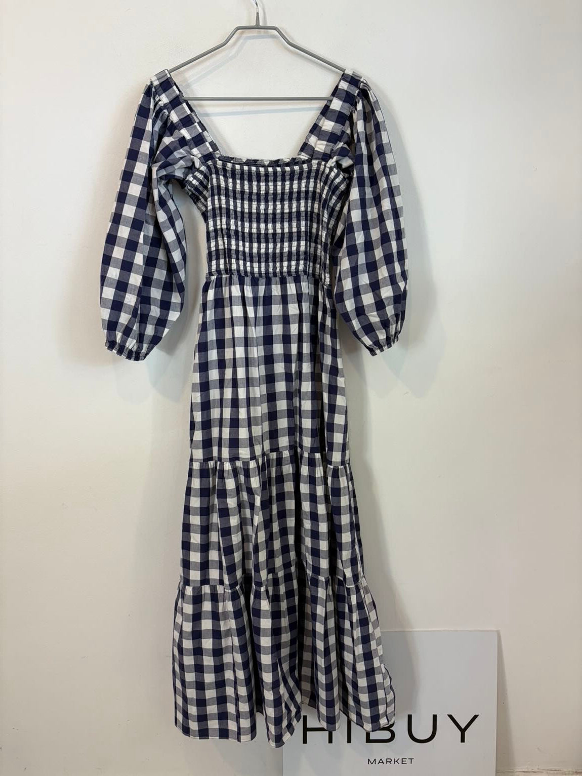ISOLDA. Vestido largo cuadros detalle flores