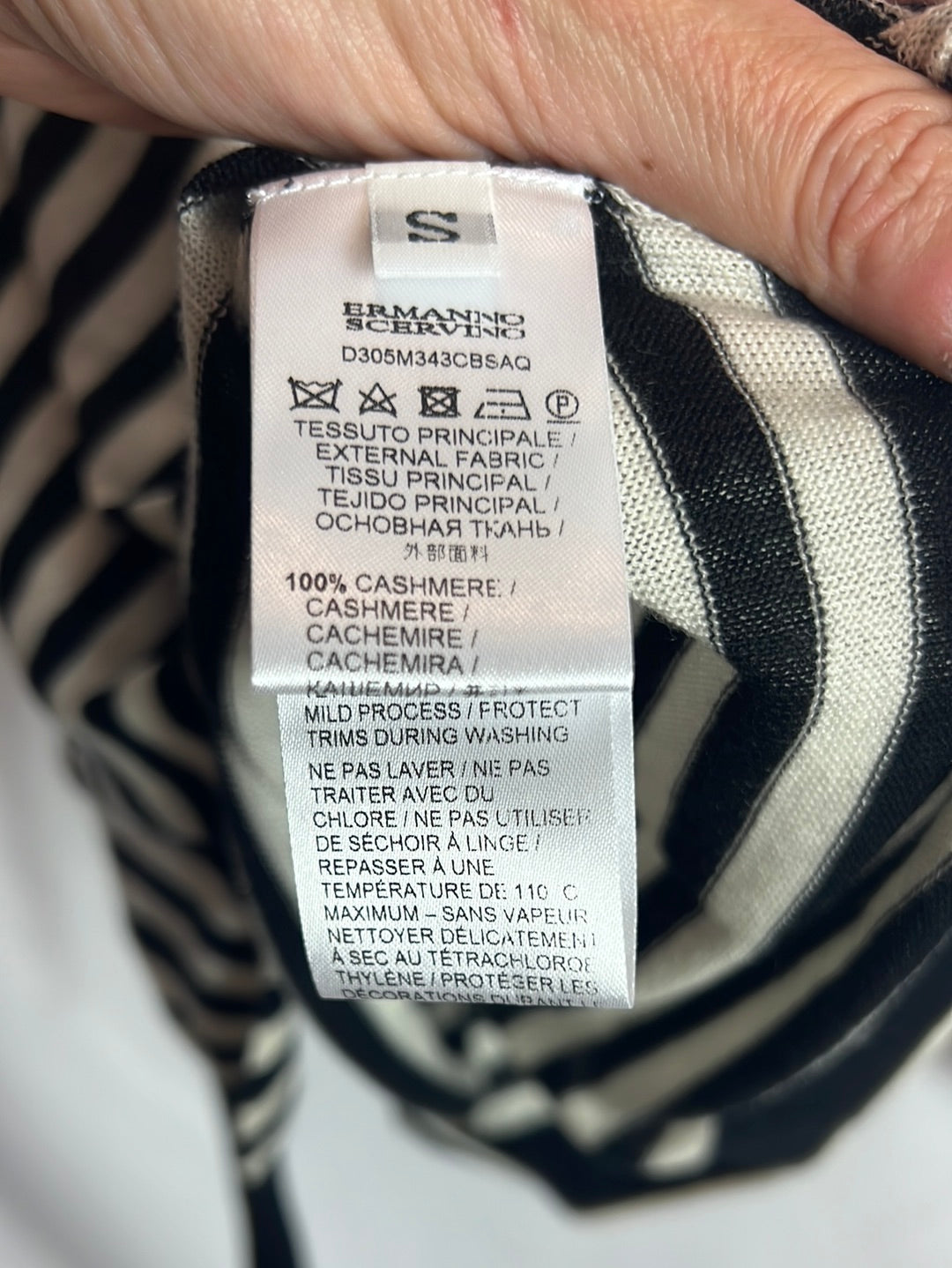 ERMANNO SCERVINO. Jersey rayas cashmere detalles. T S