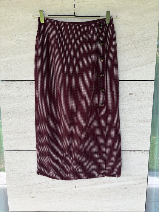 DES PETITS HAUTS. Falda midi granate