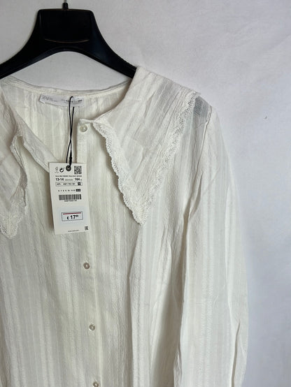 ZARA. Camisa blanca bordada   T 13.14 años (S)