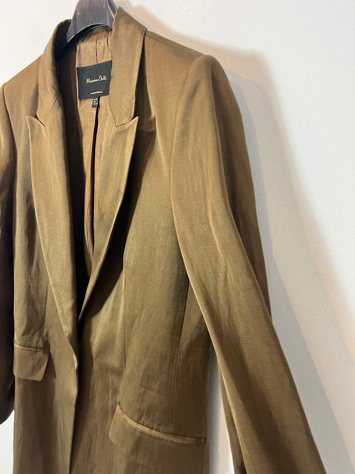 MASSIMO DUTTI. Blazer larga cobriza T.36 (tara)