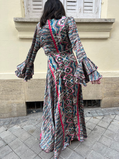 TETÉ BY ODETTE. Vestido largo colores detalle tachuelas