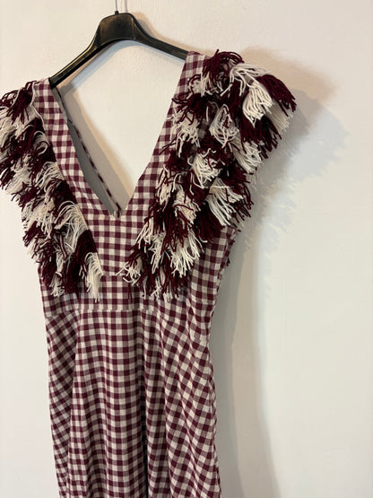 IQ COLLECTION. Vestido largo vichy flecos