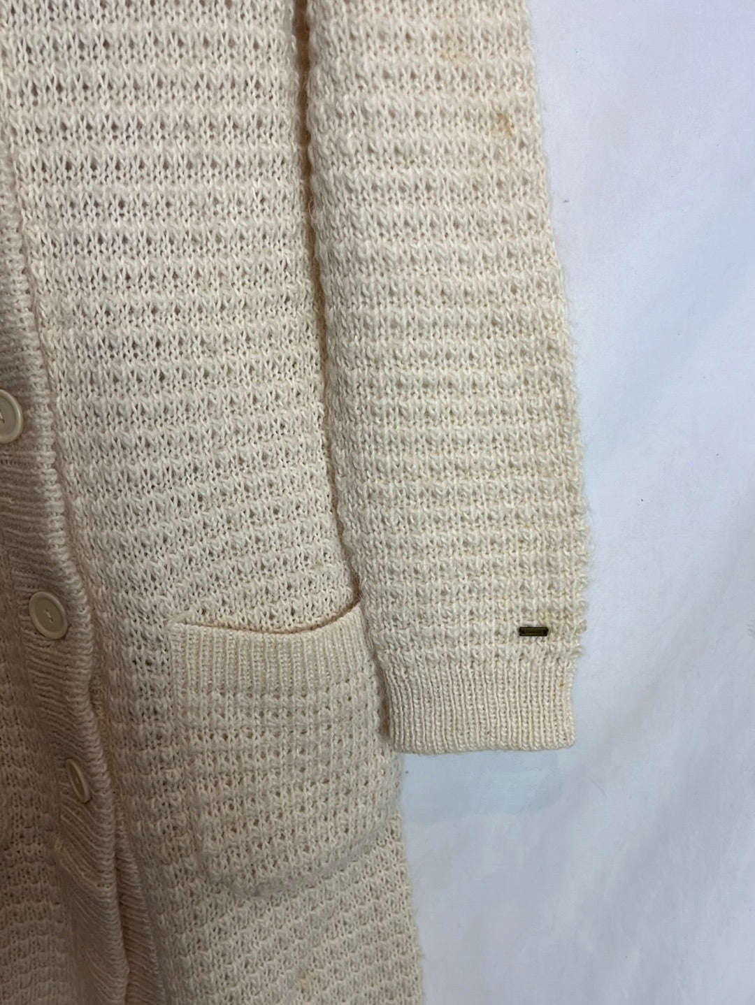 TOMMY HILFIGER. Long beige knit jacket. TL