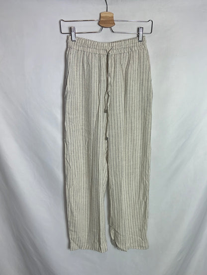 ZARA. Pantalón textura fluido rayas. T XS