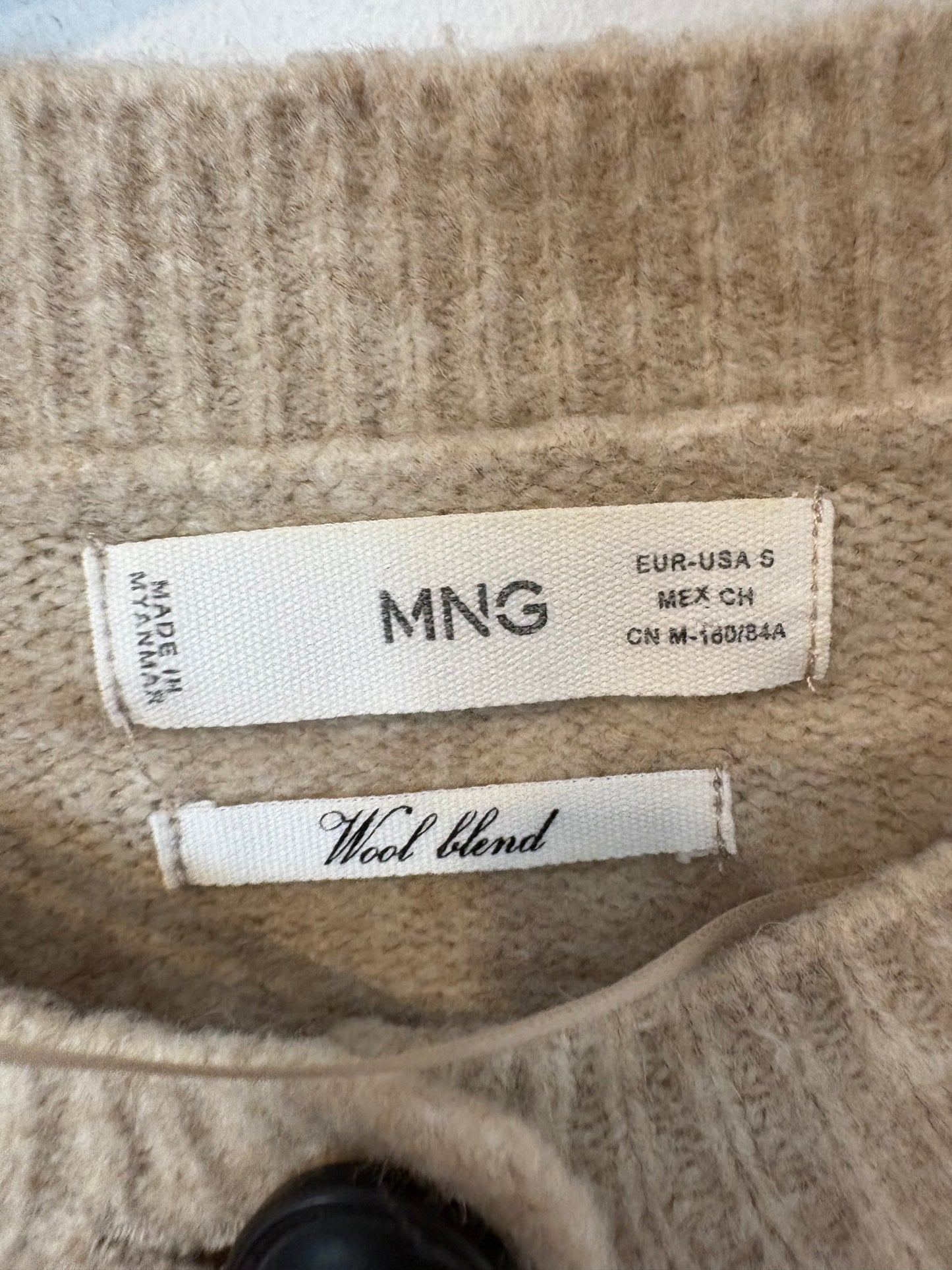 MANGO. Chaqueta beige jaspeada lana