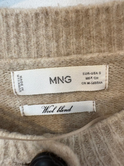 MANGO. Chaqueta beige jaspeada lana