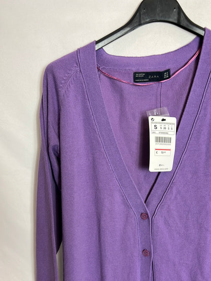 ZARA. Long purple Ts cardigan