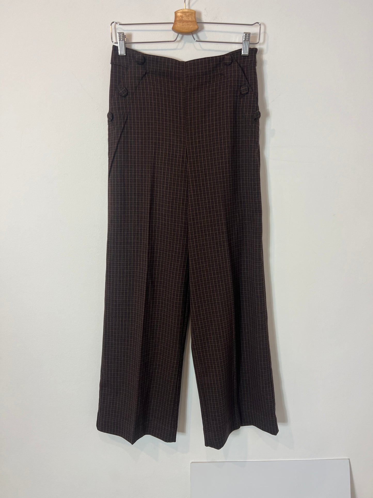 MONOPRIX. Pantalón cuadros pata ancha. T 36