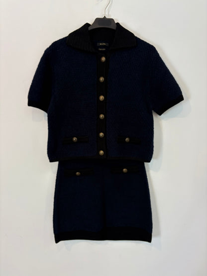 MASSIMO DUTTI. Total look falda y Cárdigan bicolor textura T.xs/s