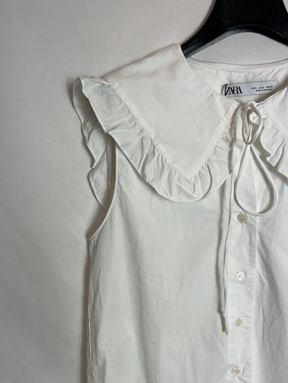 ZARA. Camisa blanca cuello bebé T.s