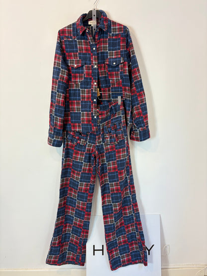 JOSEPHINE. Checkered cotton trousers with pocket detail. TS