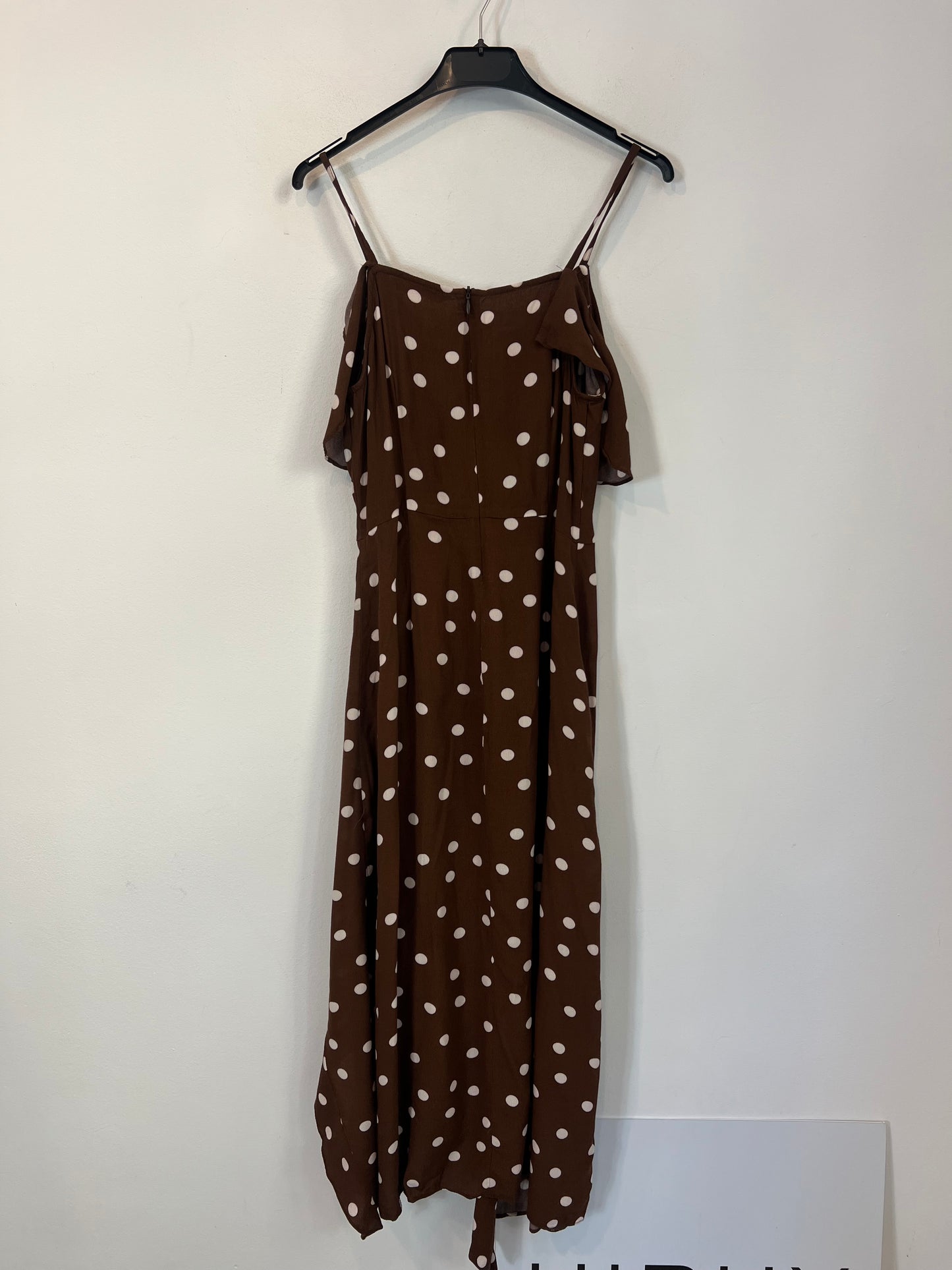 ZARA. Vestido marrón lunares T.s