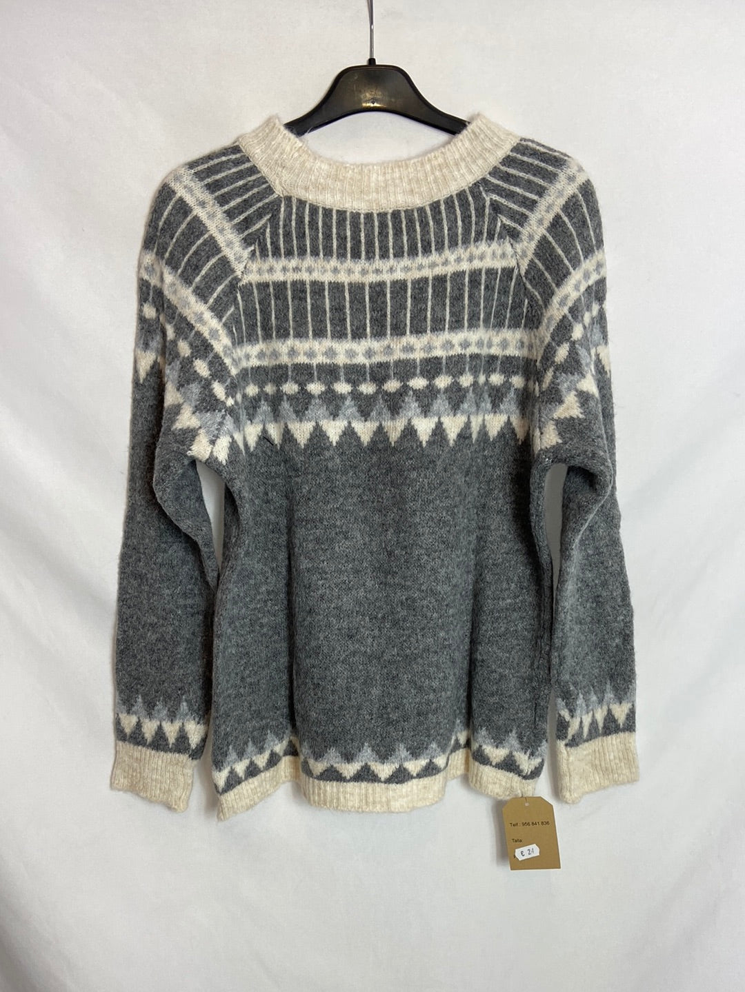 OTRAS. Jersey gris estampado blanco  TU (S)