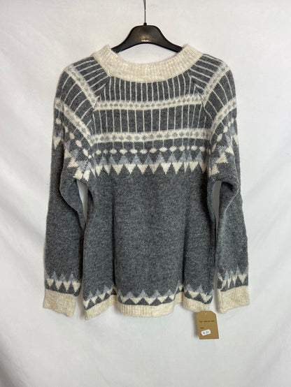 OTRAS. Jersey gris estampado blanco  TU (S)