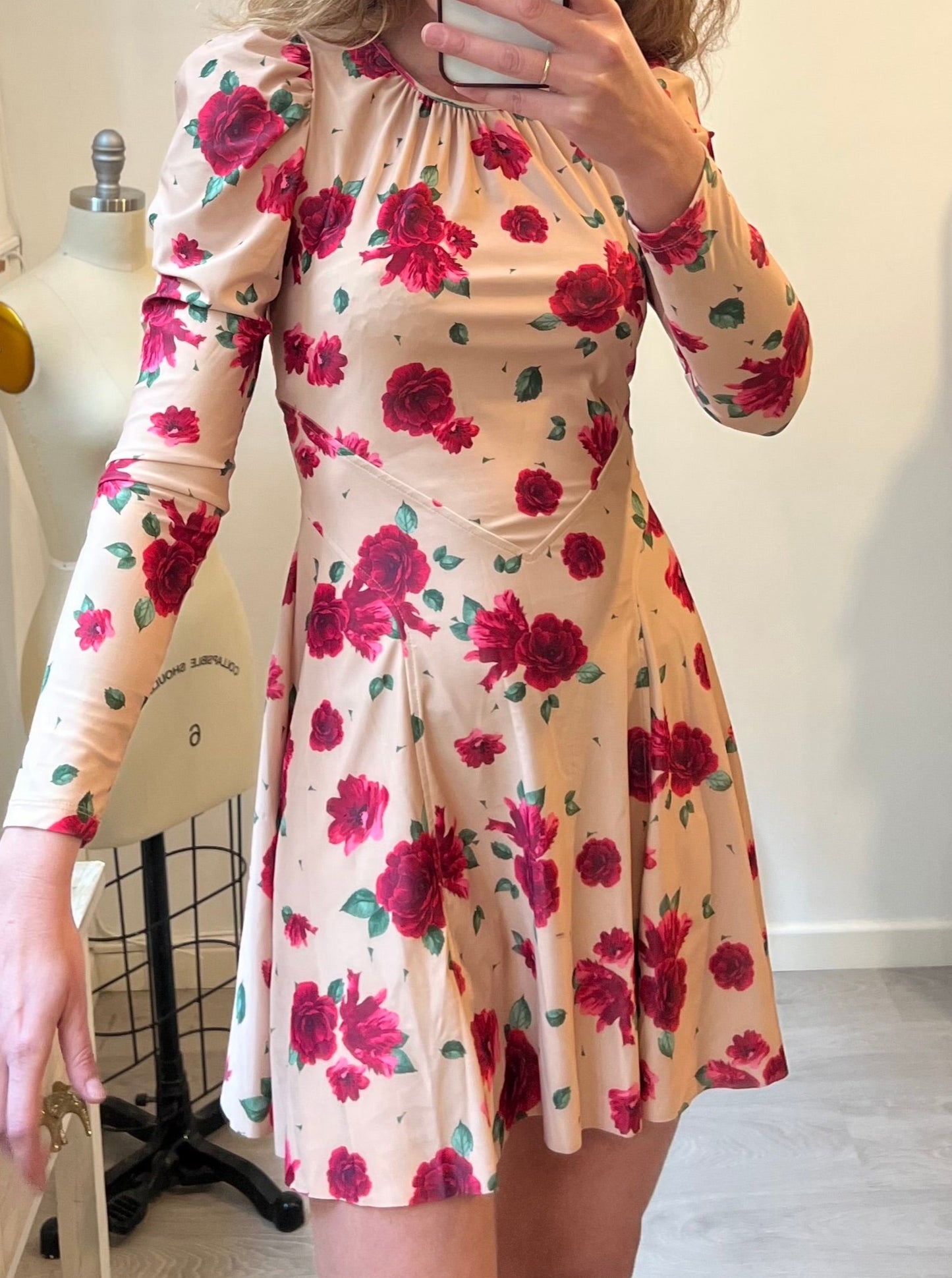 ANIYE BY. Vestido camel flores T.42 (s)