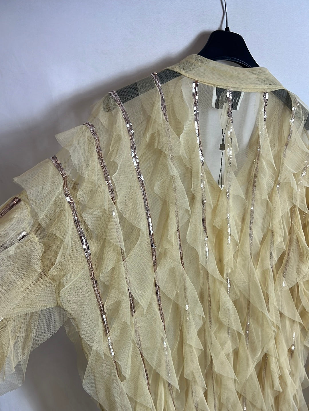 SELEZZA. Pastel sequin tulle blouse. T XS