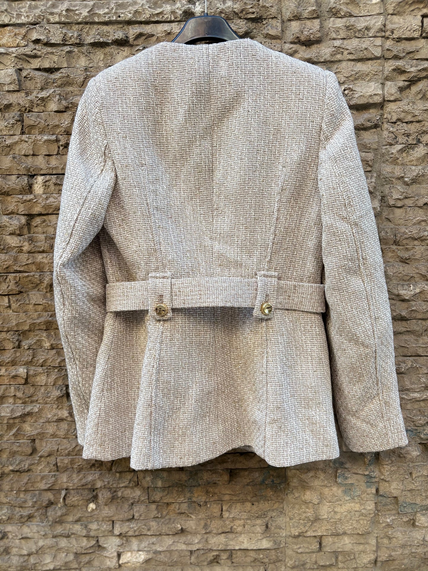 ZARA. Blazer tweed hilos dorados XS