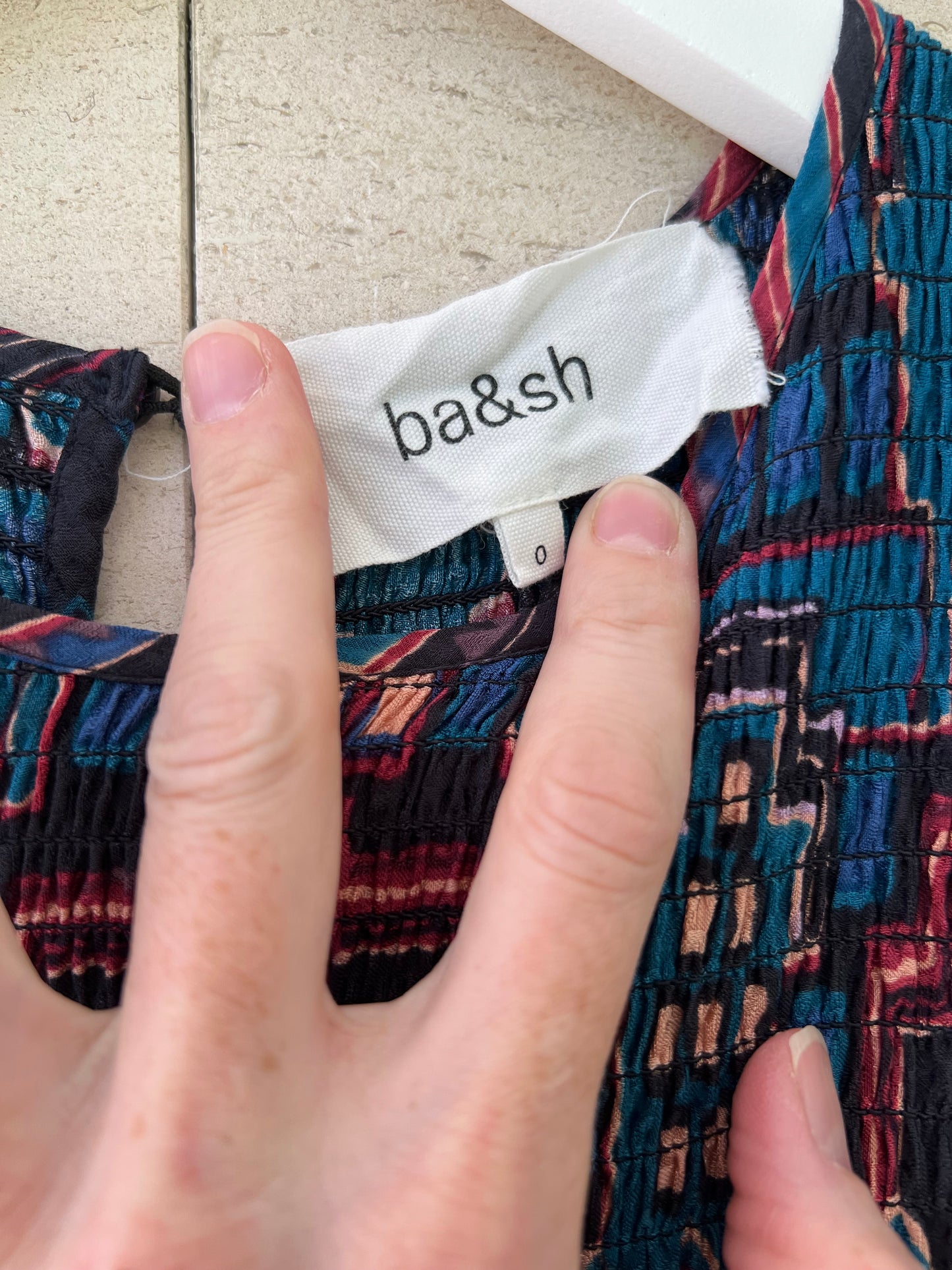 BA&SH. Vestido nido abeja estampado T.xs