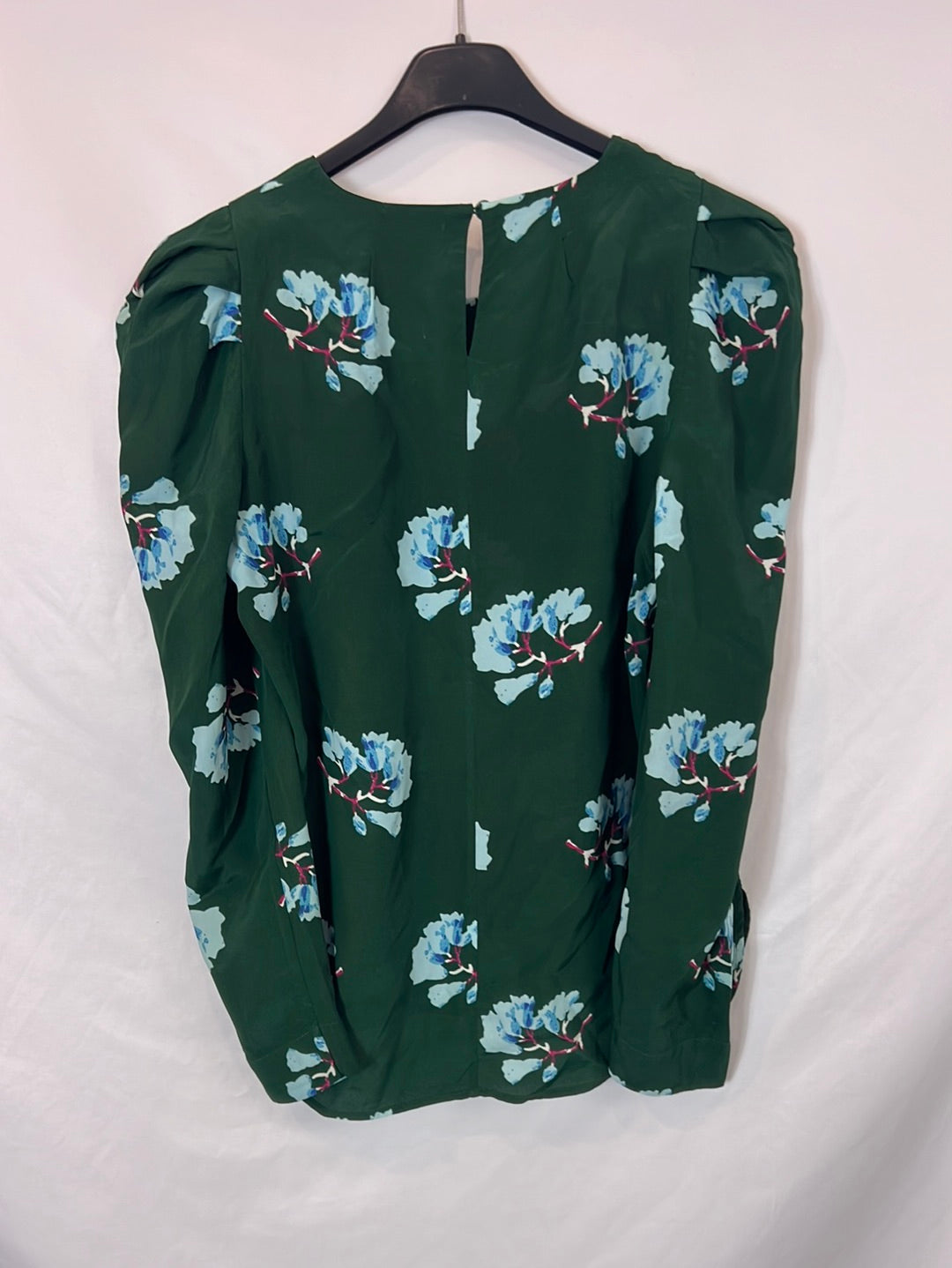 MAJE. Blusa verde flores T.s