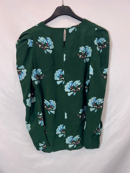 MAJE. Blusa verde flores T.s