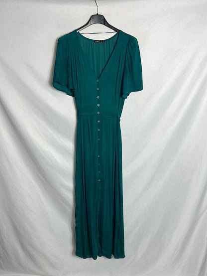 OYSHO . Vestido midi verde satinado. TS