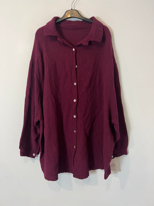 SCHILO JOLIE. Burgundy cotton blouse. Size XL