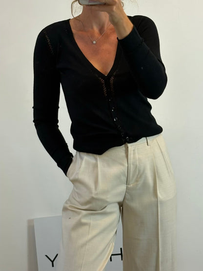 EMPORIO ARAMNI. Cárdigan negro lana fluido