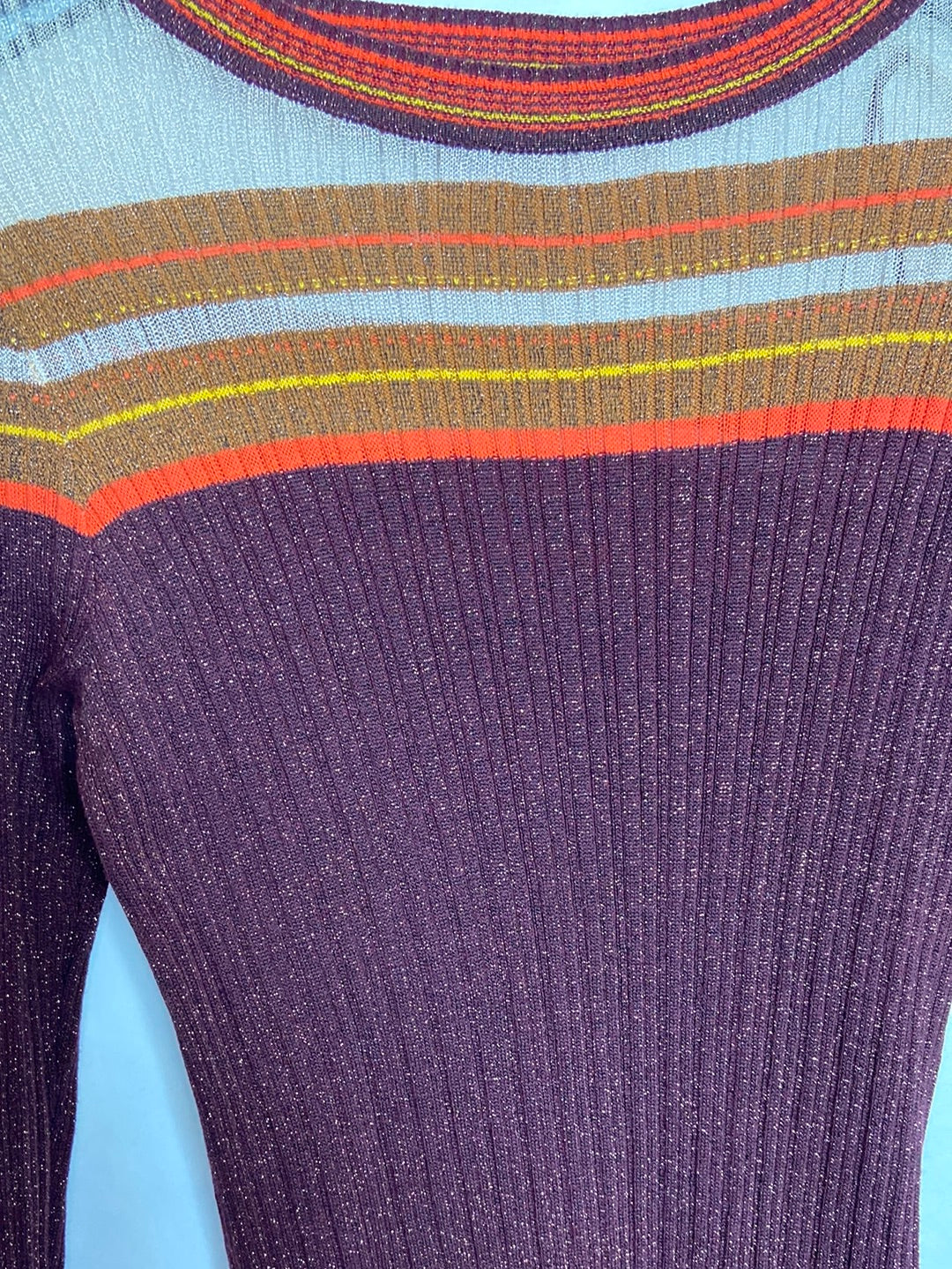 ZARA. Vestido granate canalé T.S