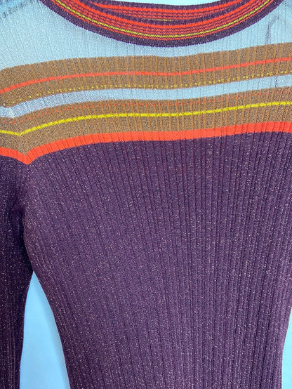 ZARA. Vestido granate canalé T.S