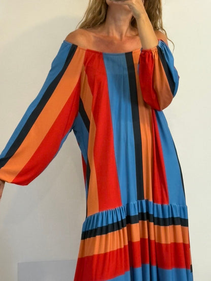 ZARA. Vestido rayas elástico fluido