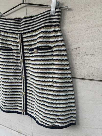 MAJE. Falda punto rayas T.38