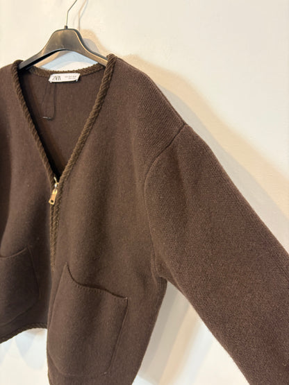 ZARA. Chaqueta marrón 100% lana