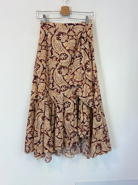 ULLA JOHNSON. Falda larga estampada volante