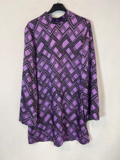 MANGO. Vestido fluido estampado retro. T L