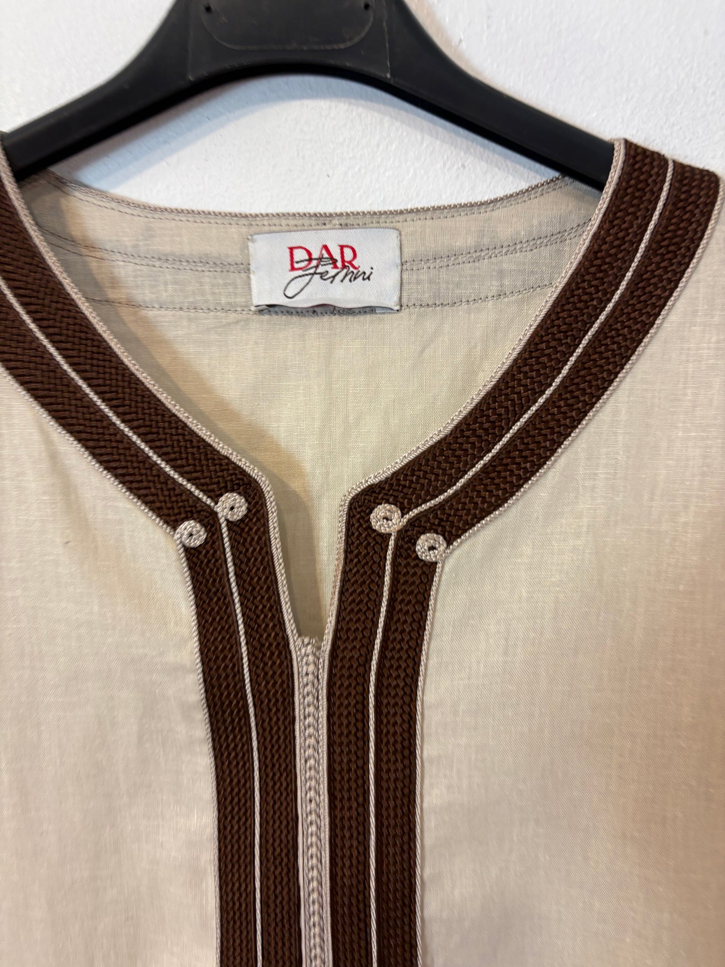Vestido kaftán beige mezcla