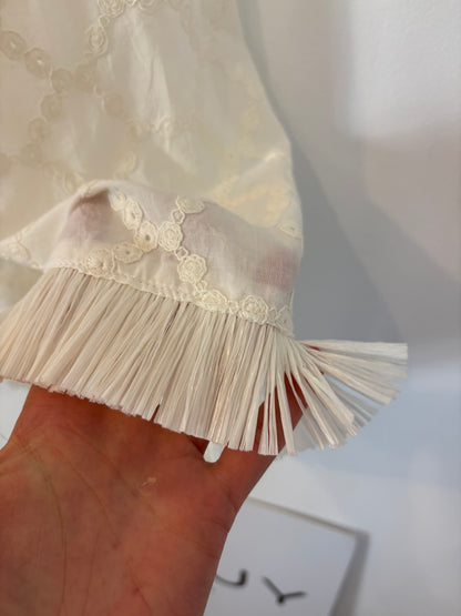 VANDERWILDE. Falda midi blanca bordados. T 36