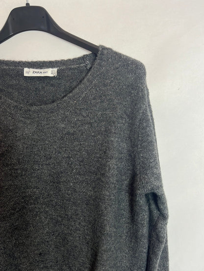 ZARA. Vestido punto gris. T S
