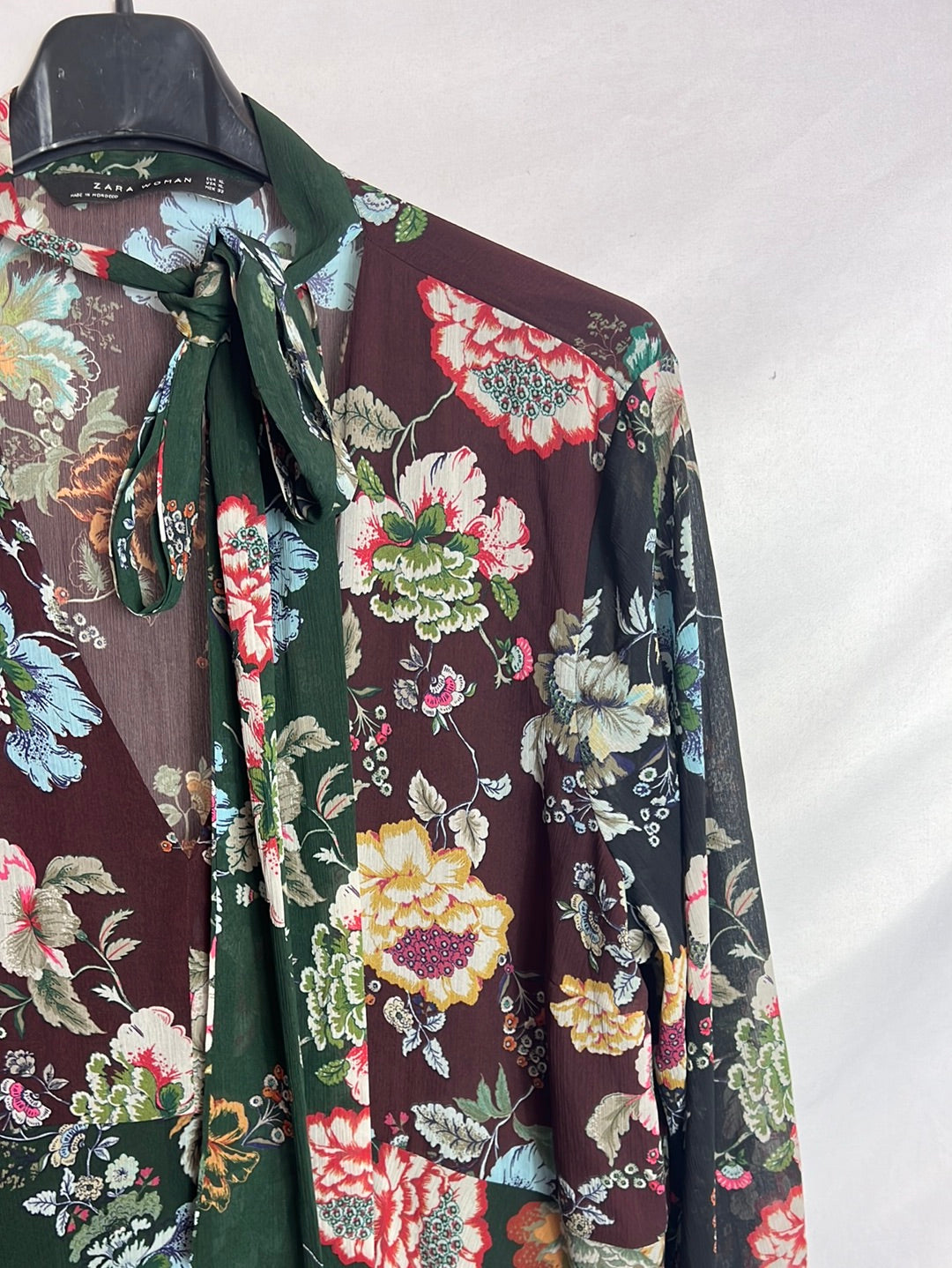 ZARA. Long green floral dress, size XL