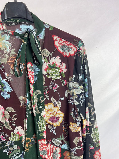 ZARA. Long green floral dress, size XL