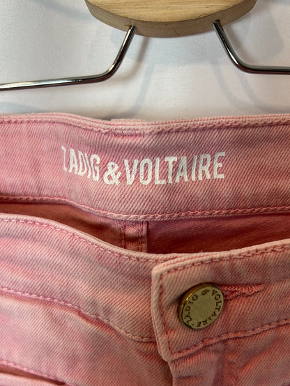 ZADIG&VOLTAIRE. Denim short rosa detalle bolsillos. T 40 (s/m)