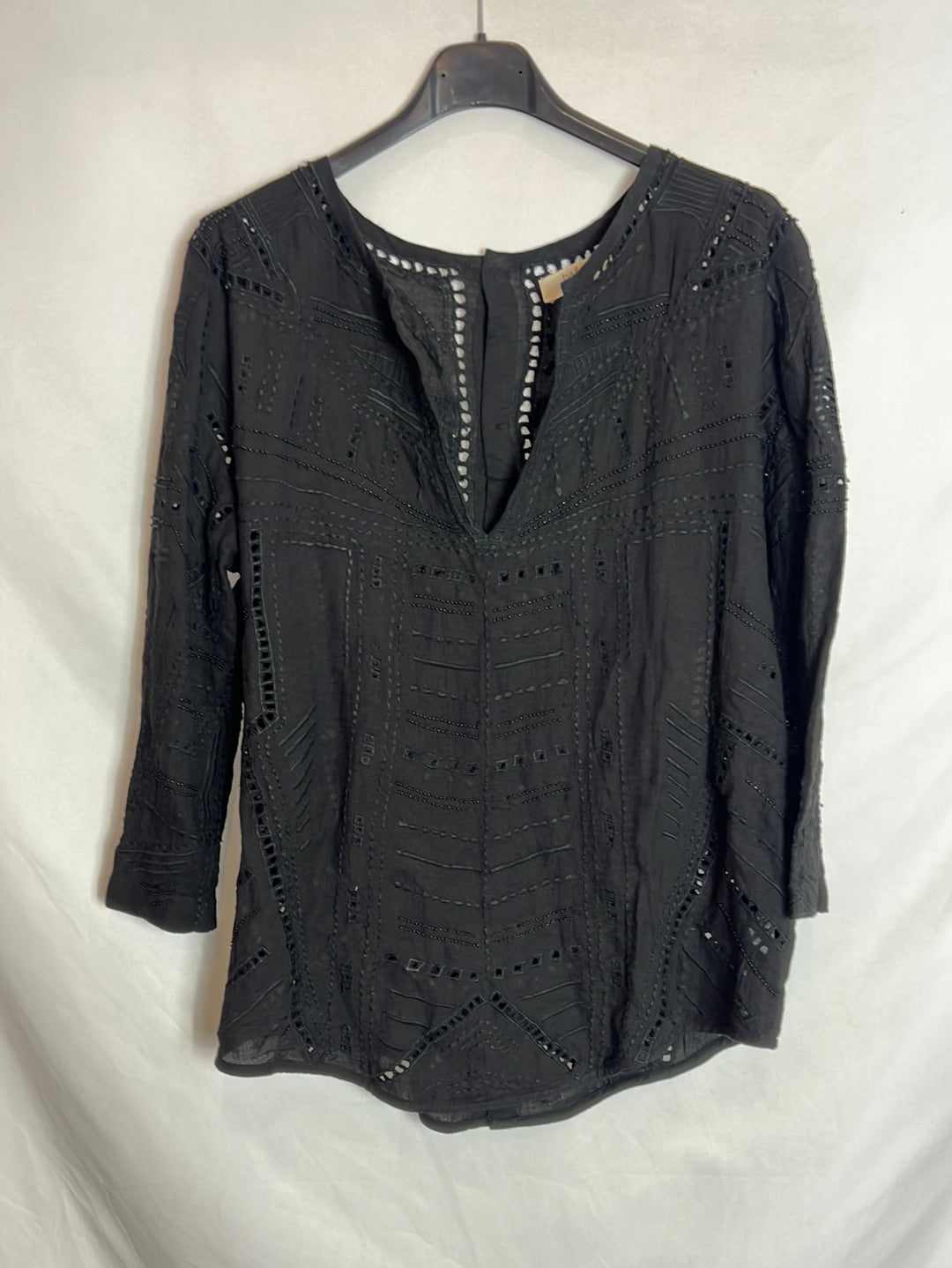 BA&amp;SH. Black die-cut blouse with rhinestones. Size 2(M)