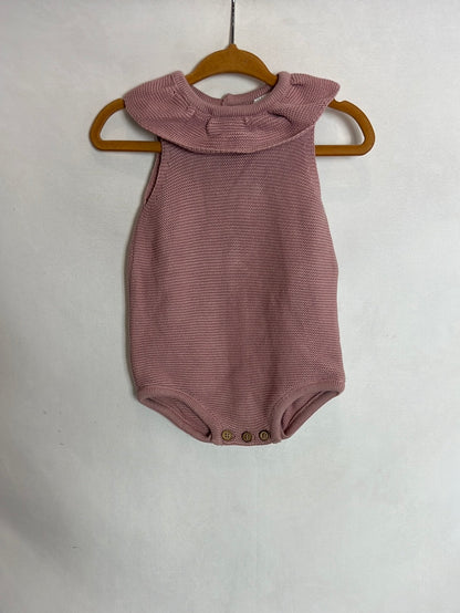NECK&amp;NECK. Pink knitted romper. Size 0-3 months