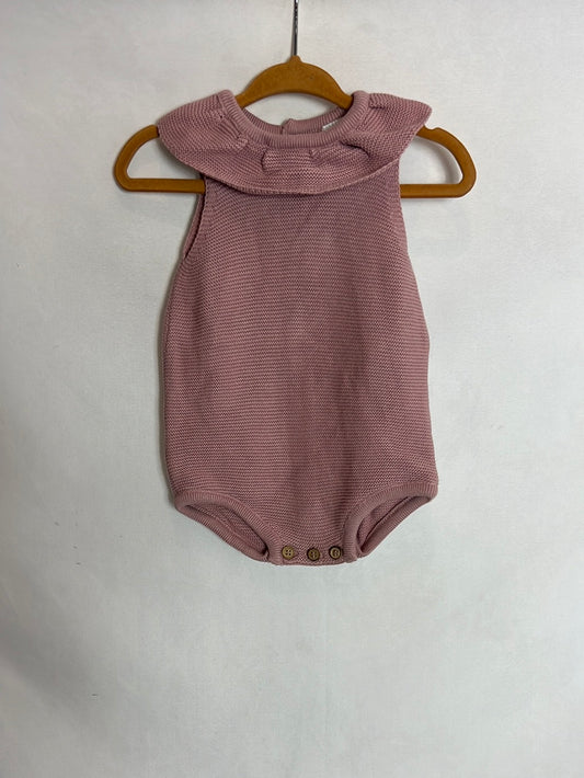 NECK&amp;NECK. Pink knitted romper. Size 0-3 months