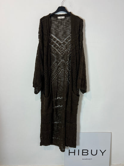 MANGO. Chaqueta punto verde larga. T. M