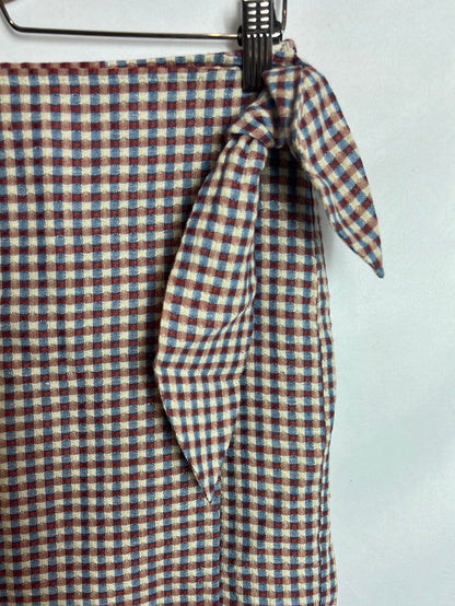 MANGO. Checkered wrap midi skirt. TS