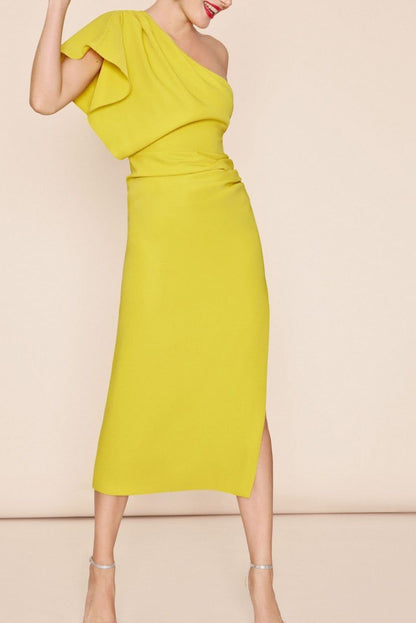 BRUNA. Vestido midi pistacho