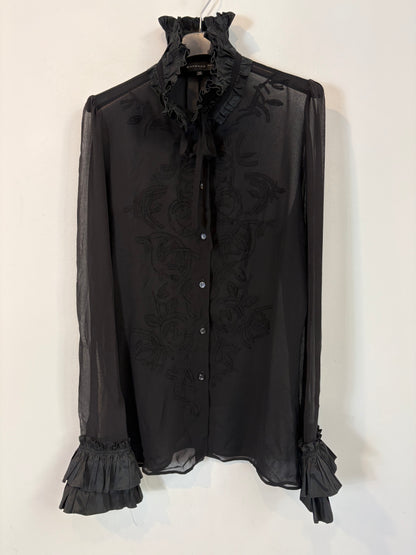 BARBARA BUI. Blusa negra semitransparente. T 36