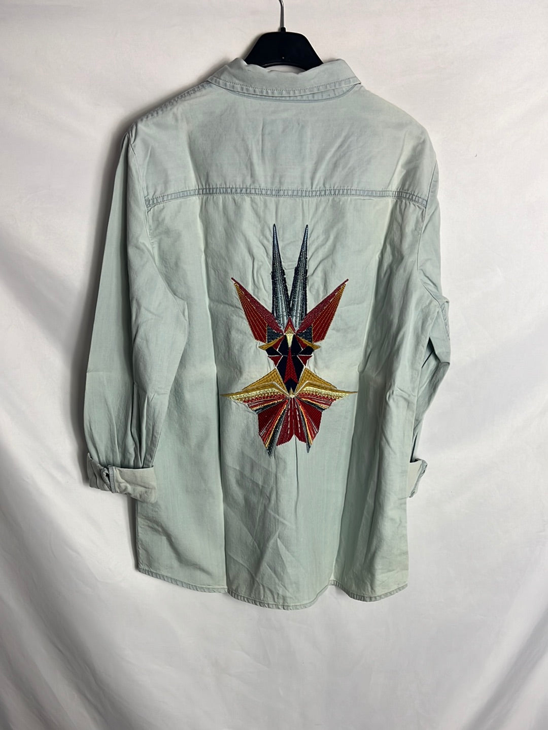 ZARA. Denim blouse with back detail. TL