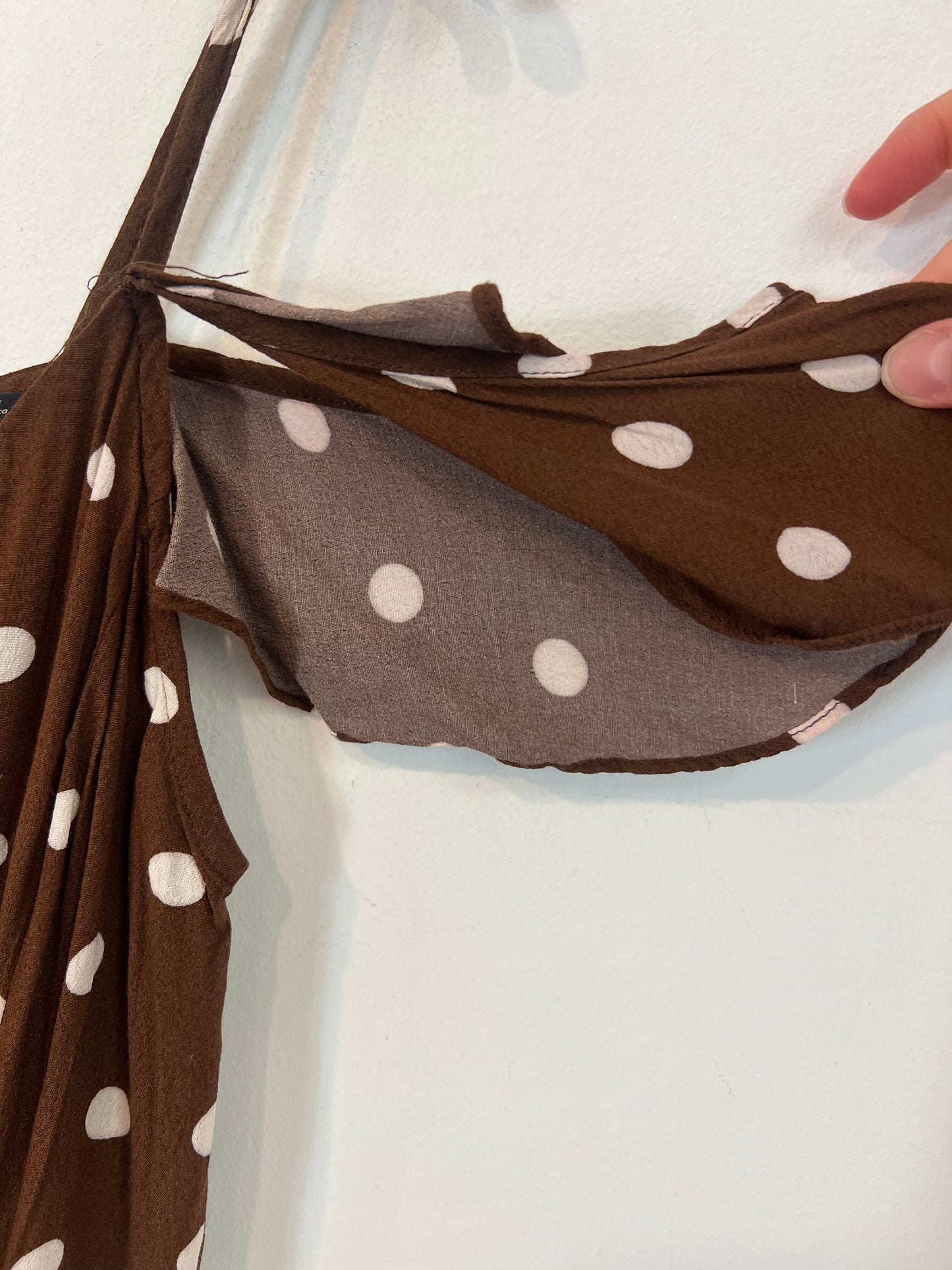 ZARA. Vestido marrón lunares T.s